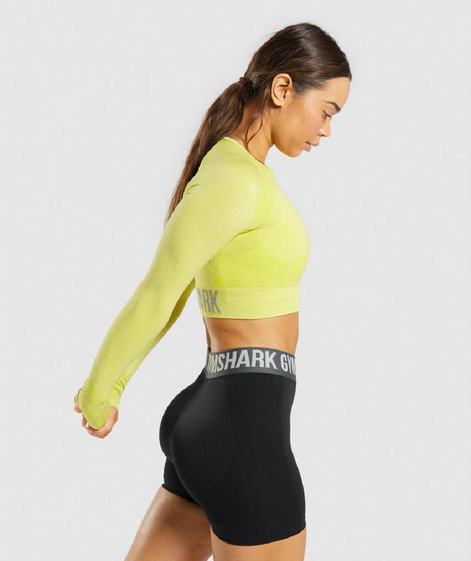 Long Sleeve Damskie Gymshark Flex Sports Żółte | PL 2819XYU